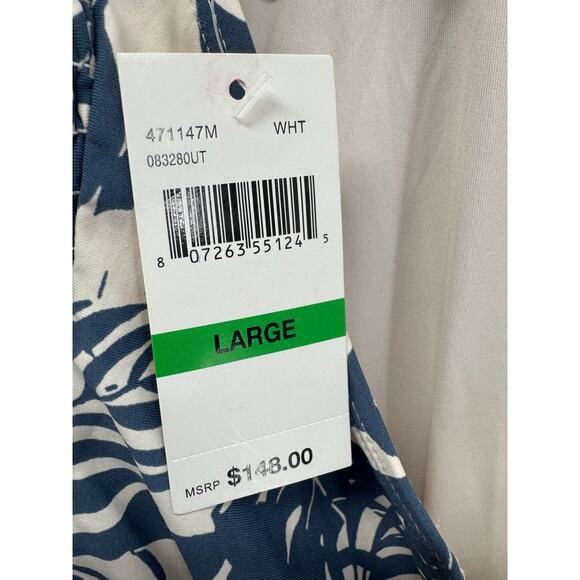 NWT Anne Cole Womens One Piece Swimsuit Size 10 Blue White Cream Floral Swimwear - Picture 3 of 5